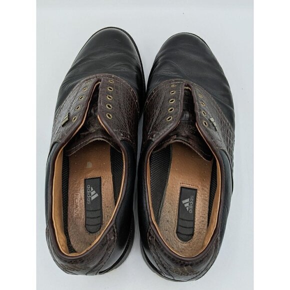 Vtg Adidas Golf Shoes Men's 9 Leather Black Brown Z-Traxion Softspike 2002 - Picture 6 of 12